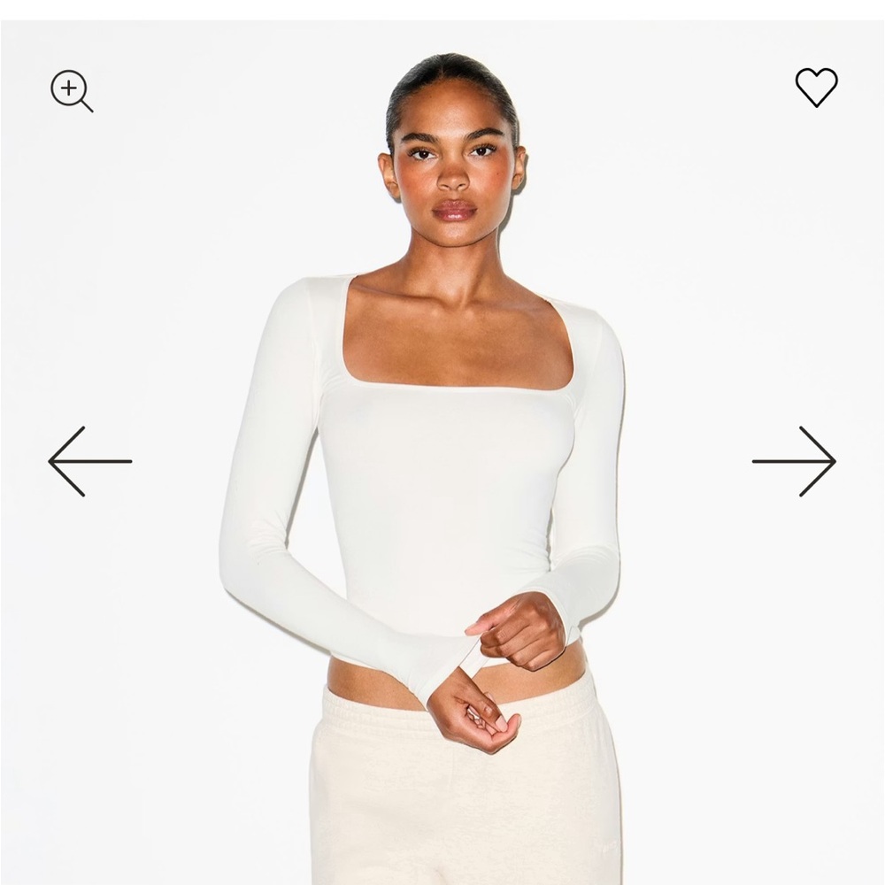 Skims Cotton Jersey Scoop Neck Long Sleeve Top